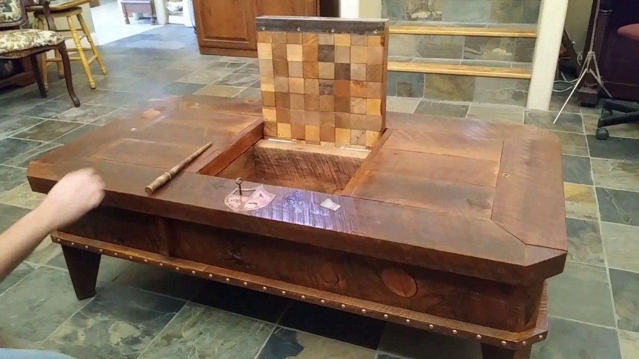Hidden Compartment Wizard Coffee Table – Youtube Inside Coffee Tables With Hidden Compartments (View 7 of 15)