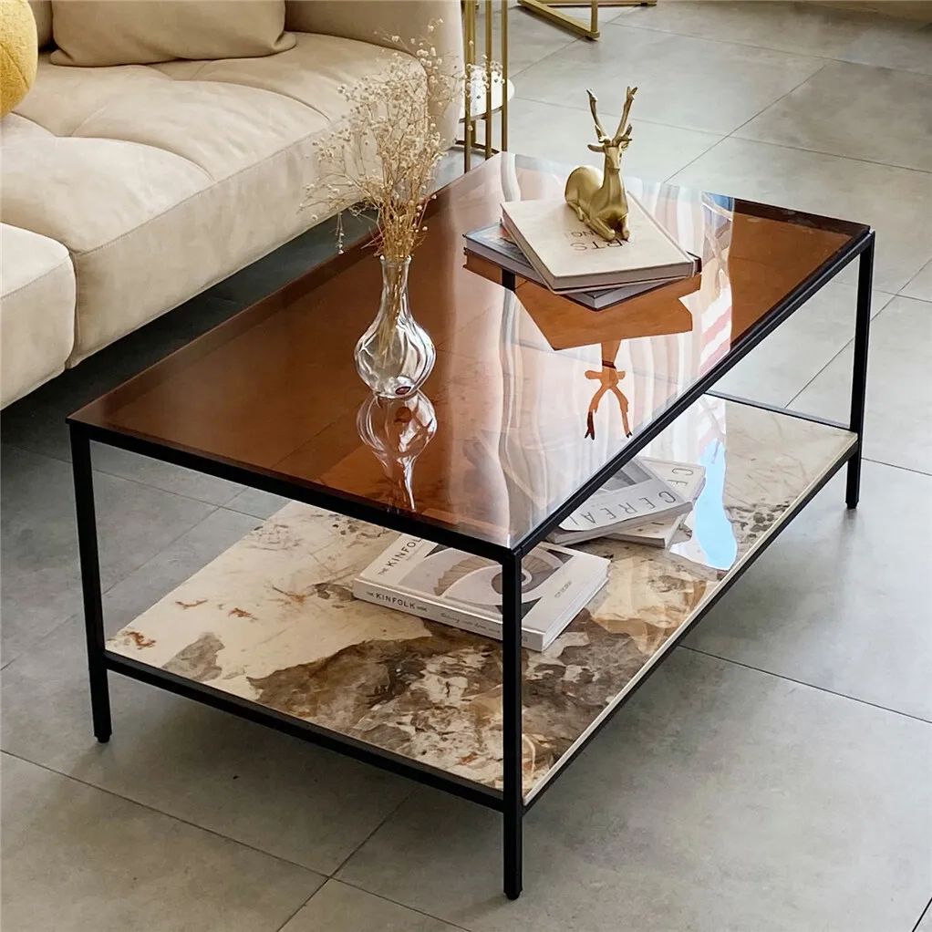 Highlight Tempered Glass Coffee Table With Lower Shelf Storage Center Tea  Table | Ebay Pertaining To Glass Coffee Tables With Lower Shelves (Photo 14 of 15)