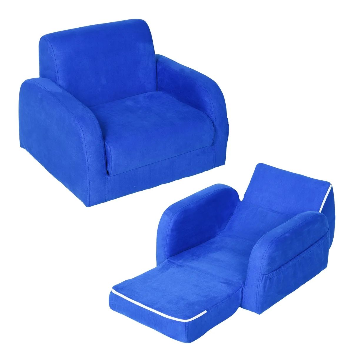 Homcom 2 In 1 Kids Armchair Sofa Bed Fold Out Padded Wood Frame Bedroom  Blue | Ebay Inside 2 In 1 Foldable Children'S Sofa Beds (Photo 6 of 15)