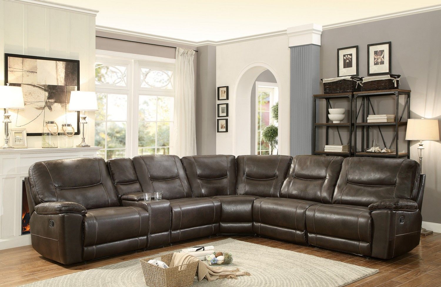 Homelegance Columbus Reclining Sectional Sofa Set D – Breathable Faux  Leather – Dark Brown 8490 Sectional Set D | Homelegance  Elegancefurnituredirect Intended For Faux Leather Sectional Sofa Sets (View 12 of 15)