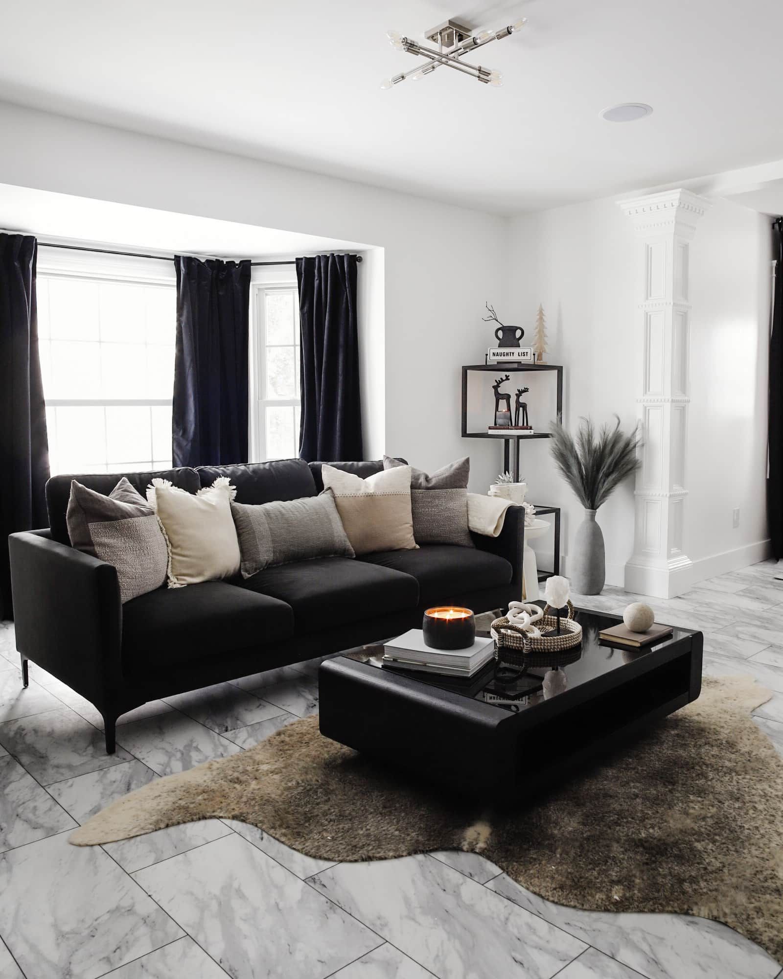 How To Style A Black Sofa | Castlery Us Regarding Black Velvet Sofas (View 12 of 15)