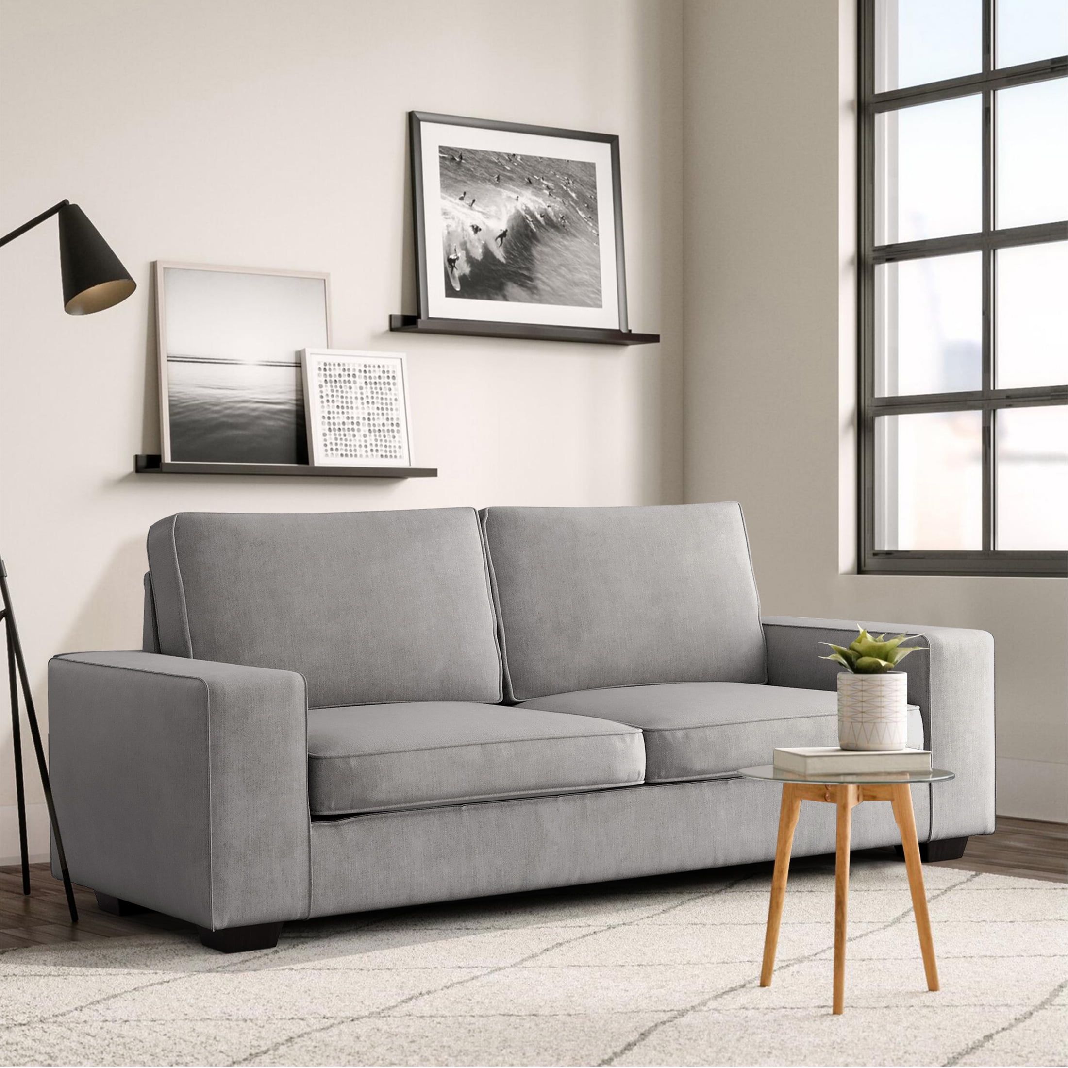 Ingalik 88.58" Modern Loveseat Sofa For Living Room, Chenille Sofa And Couch  With Square Armrests, Removable Sofa Cushions And Detachable Sofa Cover,  Easy To Install, 3 Seater, Light Grey – Walmart Inside Modern Light Grey Loveseat Sofas (Photo 1 of 15)