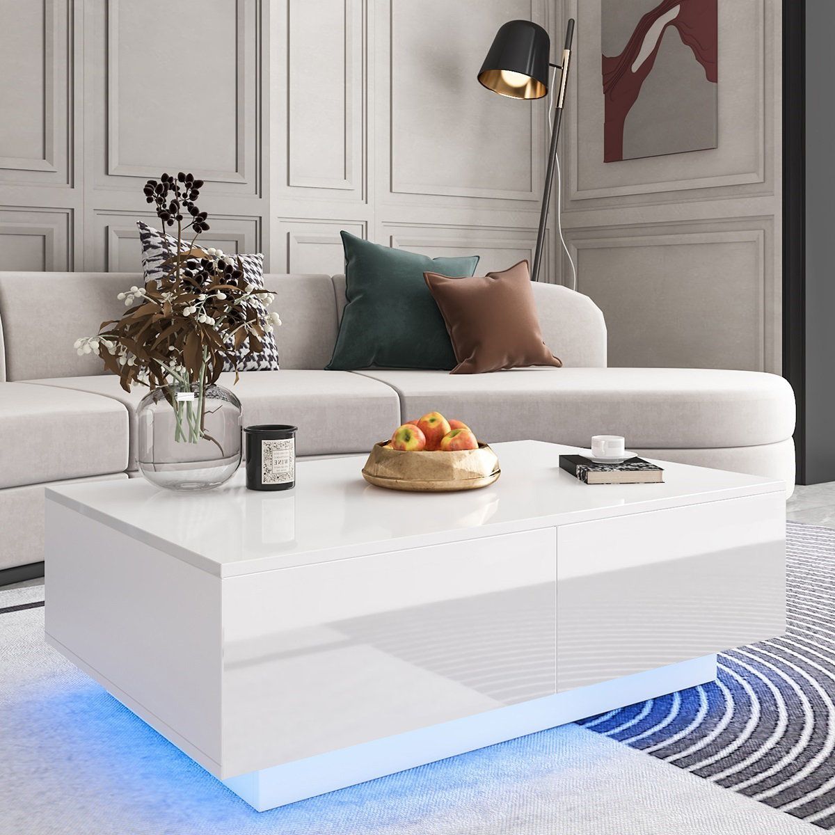 Ivy Bronx Gatewood Coffee Table With Rgb Led Lights & 4 Drawers & Reviews |  Wayfair For Coffee Tables With Led Lights (View 4 of 15)