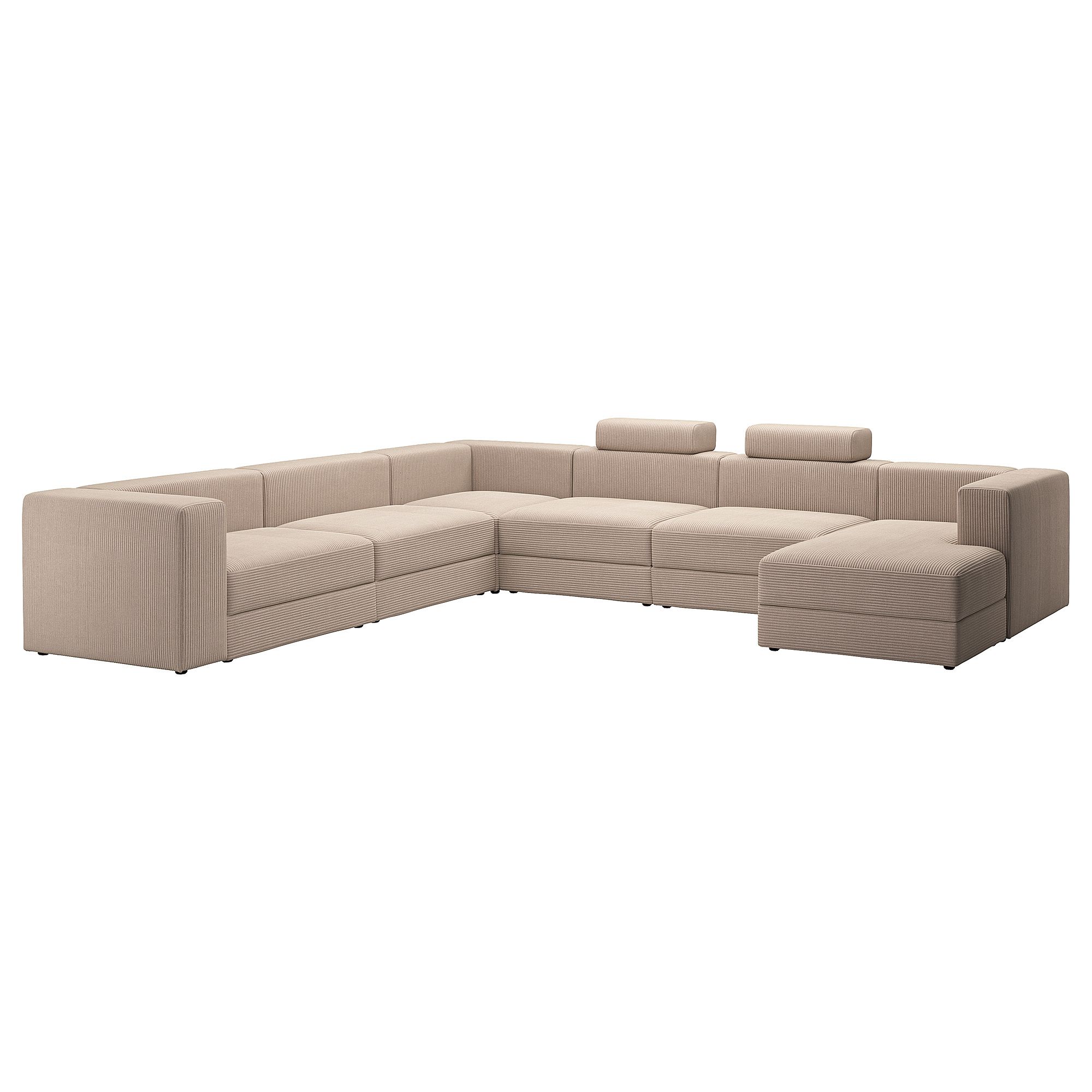 Jättebo U Shaped Sofa, 7 Seat With Chaise Longue, Right With  Headrests/Samsala Grey Beige | Ikea Latvija Inside U Shaped Couches In Beige (Photo 2 of 15)
