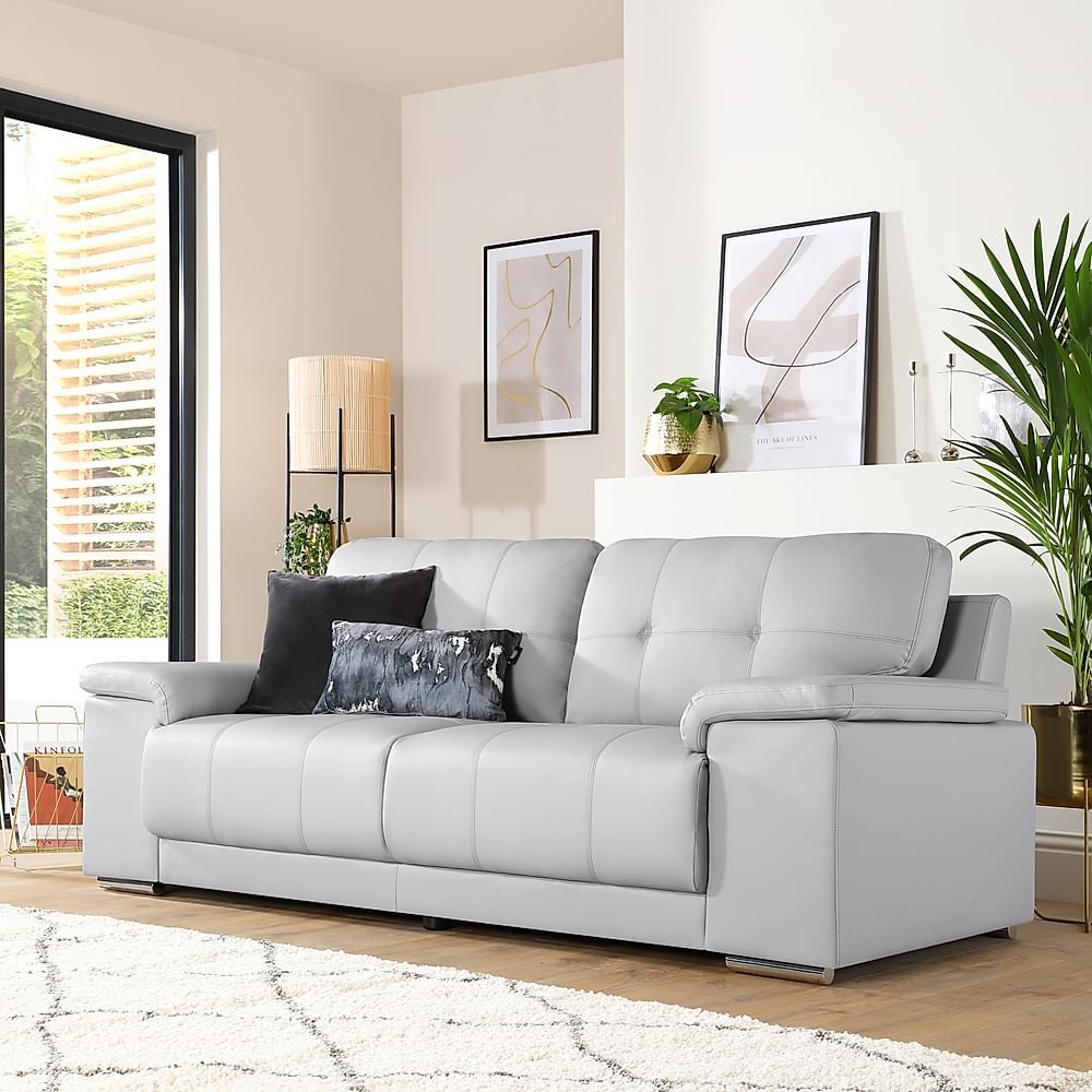 Kansas 3 Seater Sofa, Light Grey Premium Faux Leather Only £ (View 7 of 15)