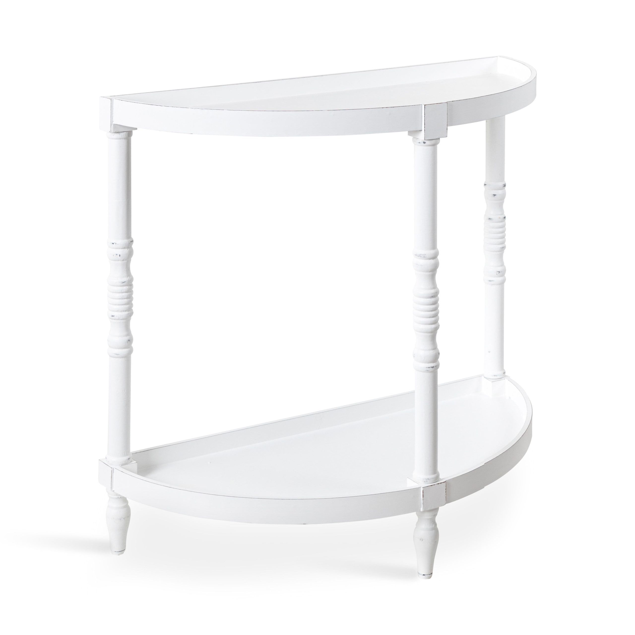 Kate And Laurel Bellport Farmhouse Demilune Console Table, 30 X 14 X 30,  White, Rustic Accent Table For Storage And Display – Walmart In Kate And Laurel Bellport Farmhouse Drink Tables (Photo 2 of 15)