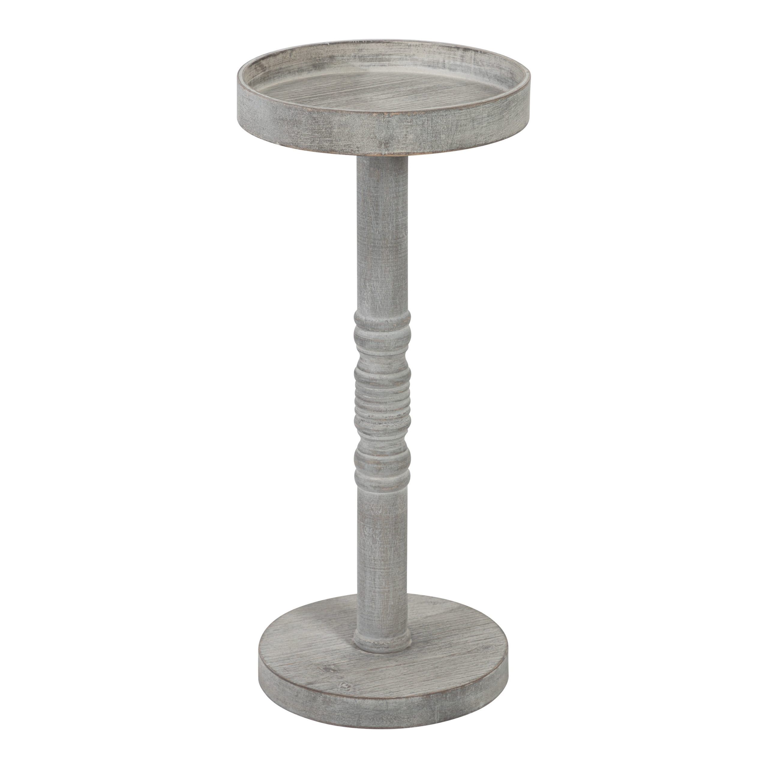 Kate And Laurel Bellport Farmhouse Drink Table, 10 X 10 X 22, Gray,  Decorative Coastal Cocktail Table With Round Tabletop And Colonial Base For  Farmhouse Decor – Walmart Pertaining To Gray Coastal Cocktail Tables (View 9 of 15)