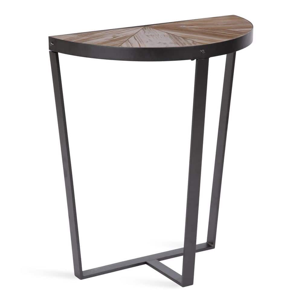 Kate And Laurel Gerhardt 25.98 In. Rustic Brown Half Circle Metal Console  Table 222254 – The Home Depot In Kate And Laurel Bellport Farmhouse Drink Tables (Photo 3 of 15)