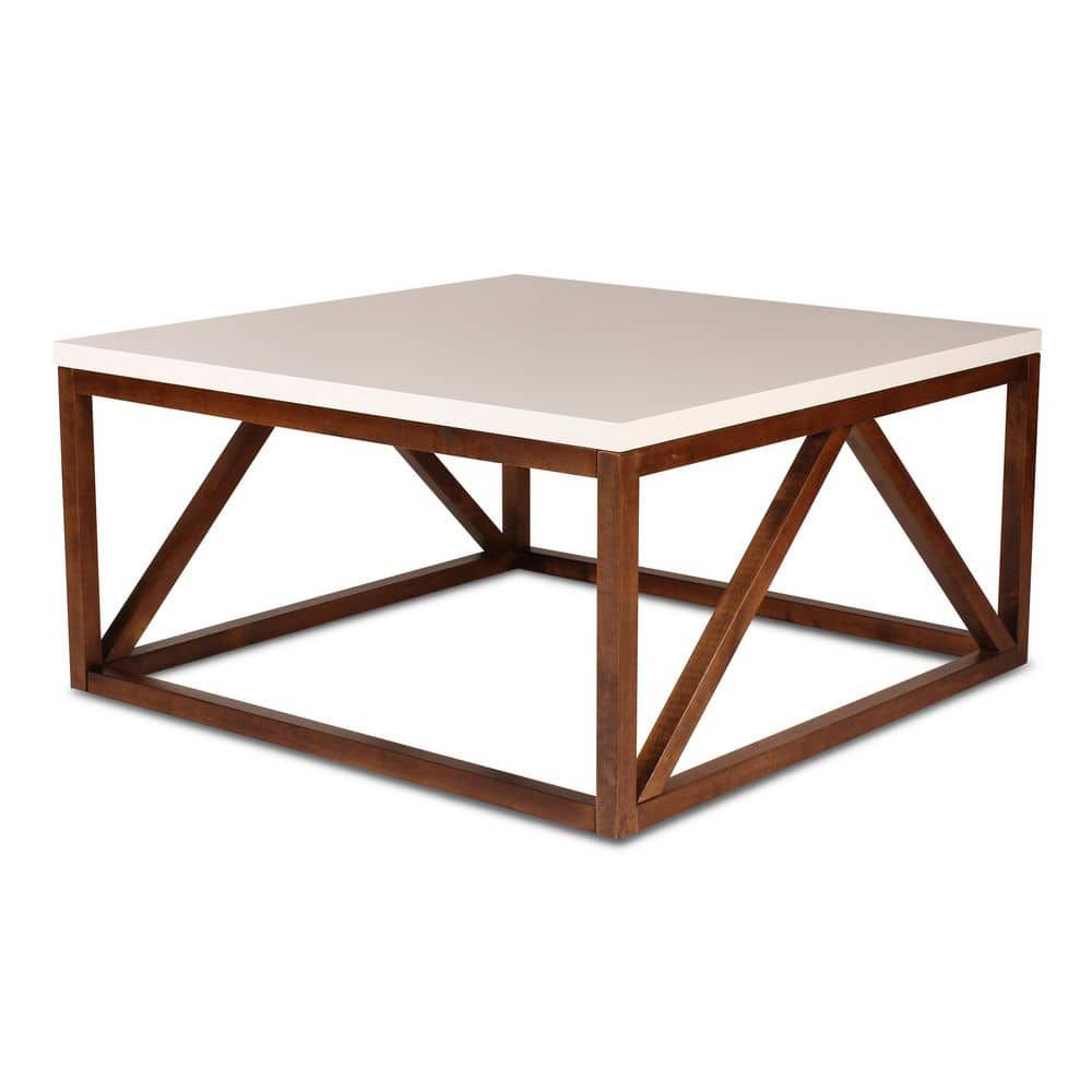 Kate And Laurel Truss 36.00 In. White Square Mdf Coffee Table 210045 – The  Home Depot With Regard To Addison&amp;Lane Calix Square Tables (Photo 10 of 15)