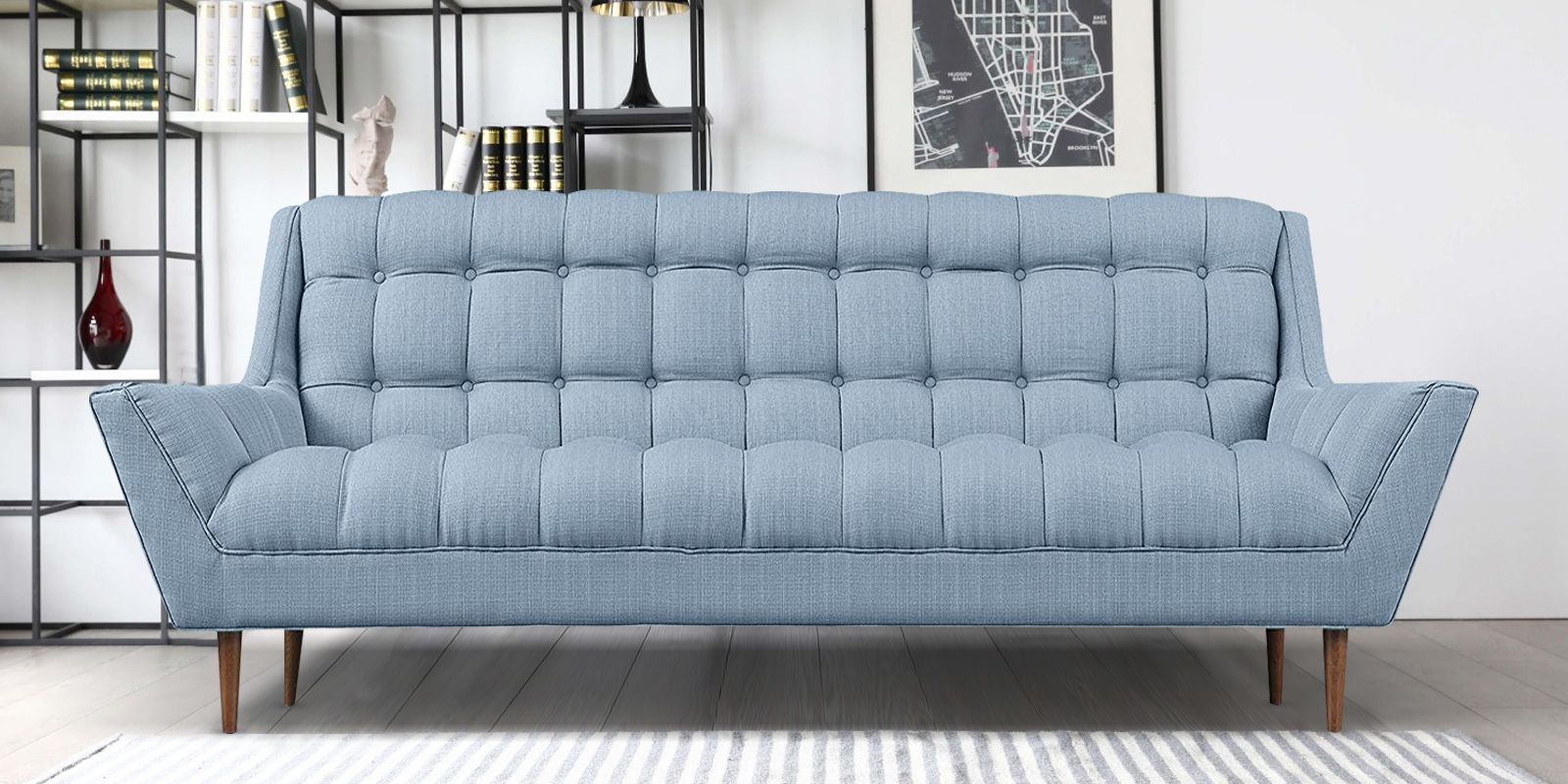 Laguna Fabric 3 Seater Sofa In Ice Blue Colour – Dreamzz Furniture | Online  Furniture Shop With Regard To Sofas In Bluish Grey (Photo 3 of 15)