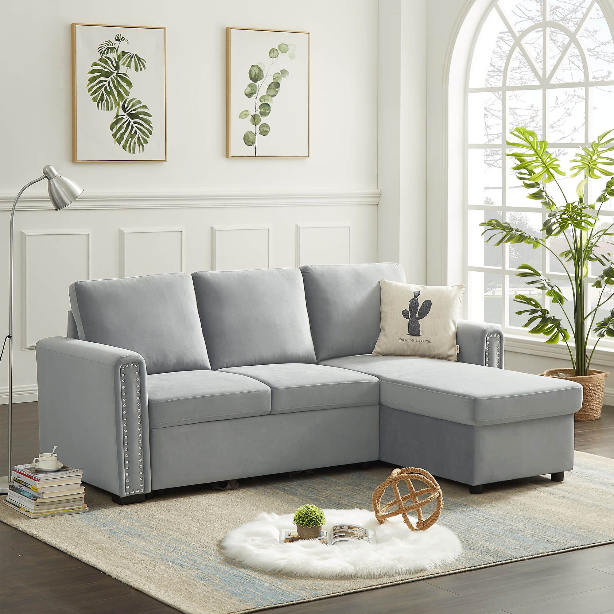 Latitude Run® 83" Convertible Sectional Sofa Couch, 3 Seater L Shape Corner Couch  Sofa Bed With Storage For Living Room Apartment | Wayfair Intended For 3 Seat Convertible Sectional Sofas (View 9 of 15)