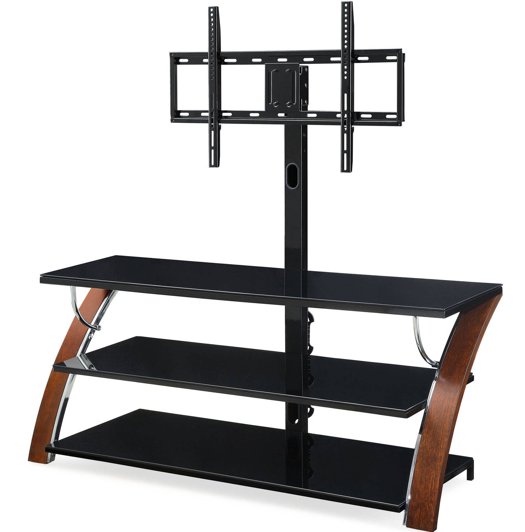 Latitude Run® Urfeta Tv Stand For Tvs Up To 55" & Reviews | Wayfair Pertaining To Glass Shelves Tv Stands (View 5 of 15)