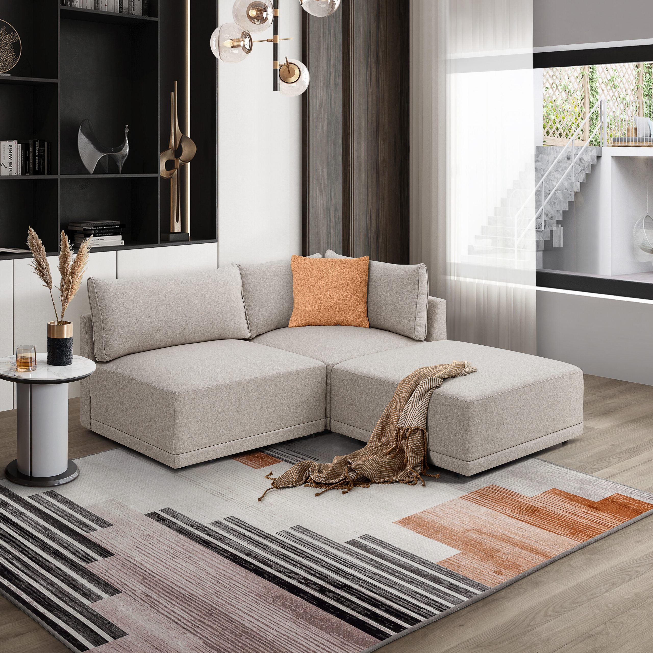 Launce Modular Sofa (Beige) – All Sofas – Sofas – Living Room Furniture |  Furniture & Home Décor | Fortytwo Regarding Small L Shaped Sectional Sofas In Beige (View 11 of 15)