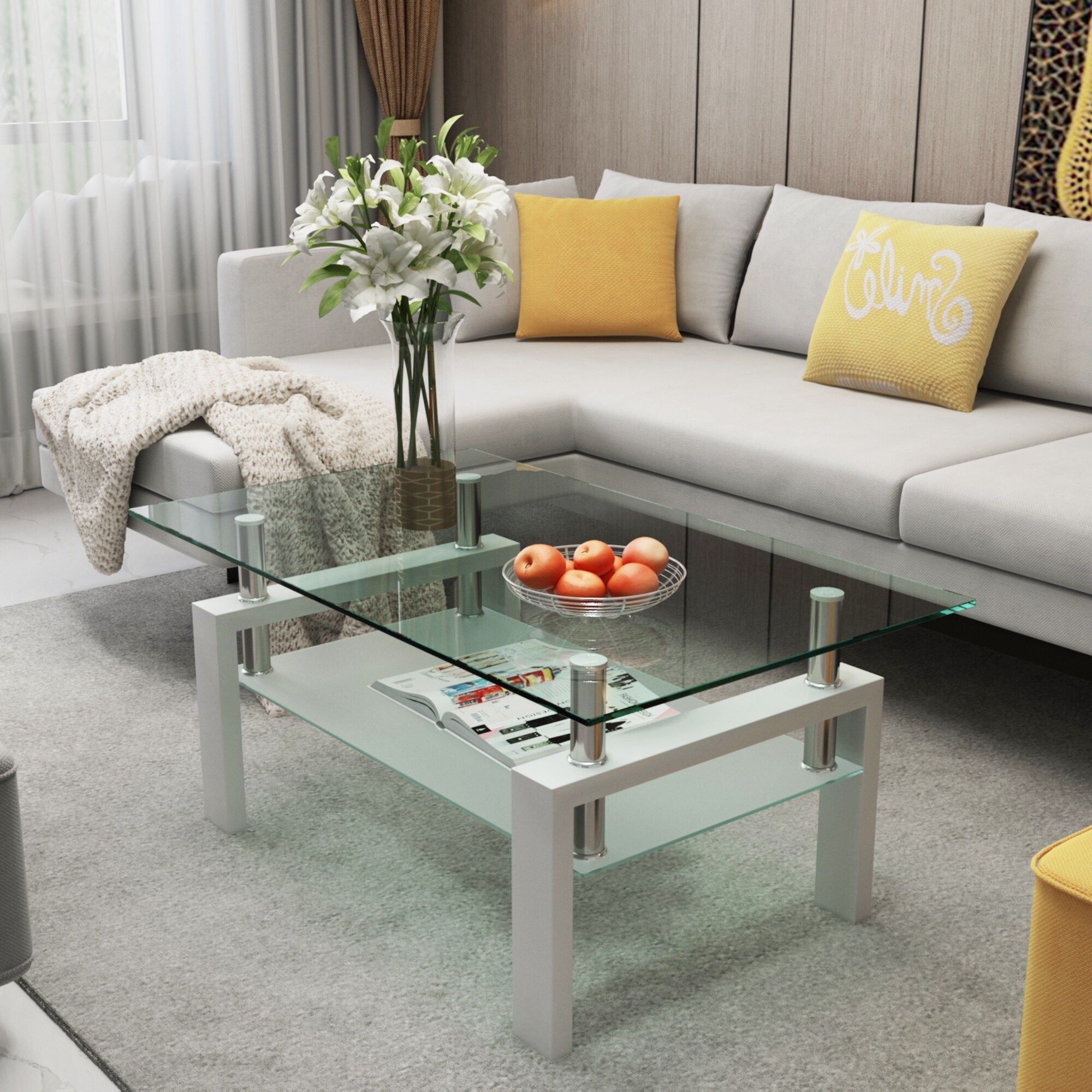 Lavinia Tempered Glass Coffee Table – W39.37Undefinedundefined  *D23.62Undefinedundefined*H (View 7 of 15)