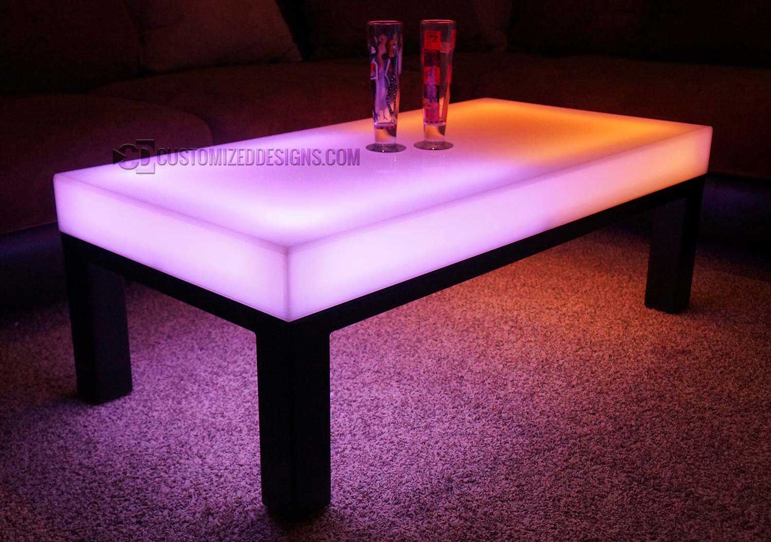 Led Lighted Lounge Coffee Table – Aurora Series – Customized Designs With Regard To Coffee Tables With Led Lights (View 7 of 15)