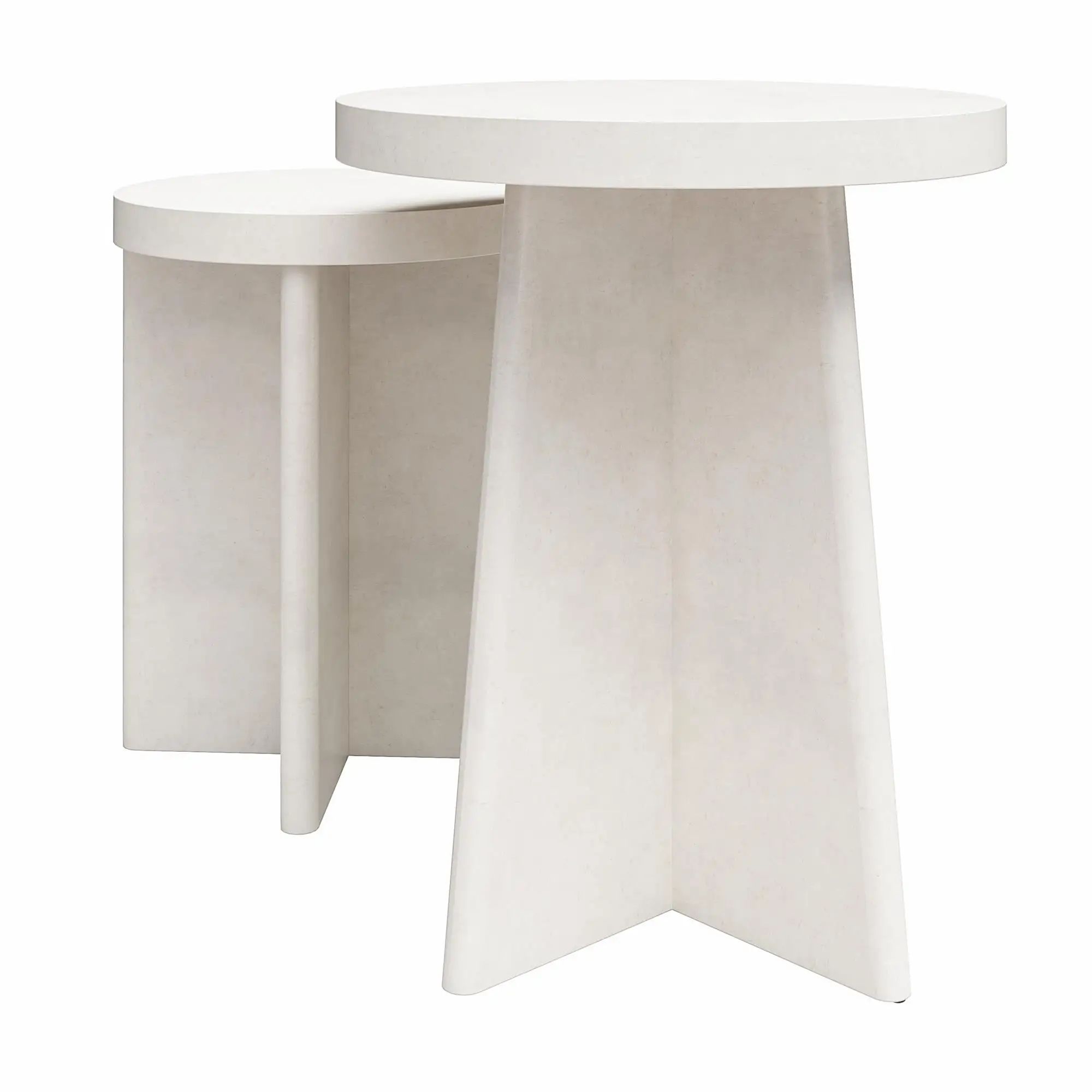 Liam Round End Tables, Set Of 2, Plaster Intended For Liam Round Plaster Coffee Tables (View 9 of 15)