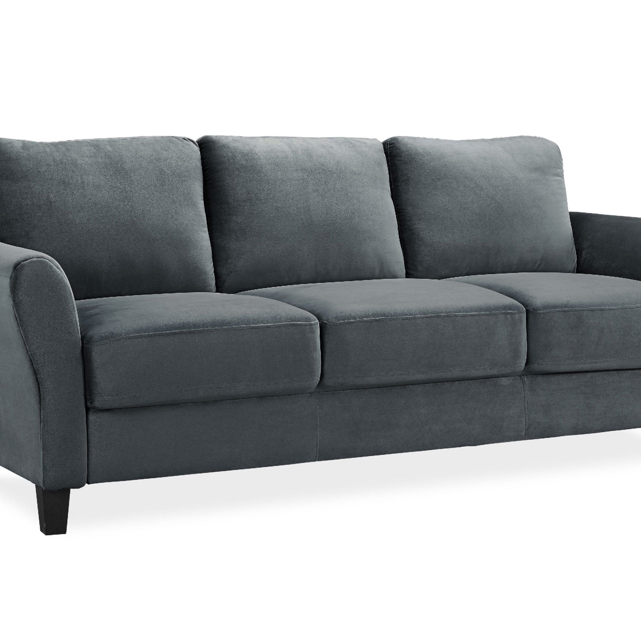 Lifestyle Solutions Alexa Sofa With Curved Arms, Gray Fabric – Walmart Intended For Sofas With Curved Arms (View 6 of 15)