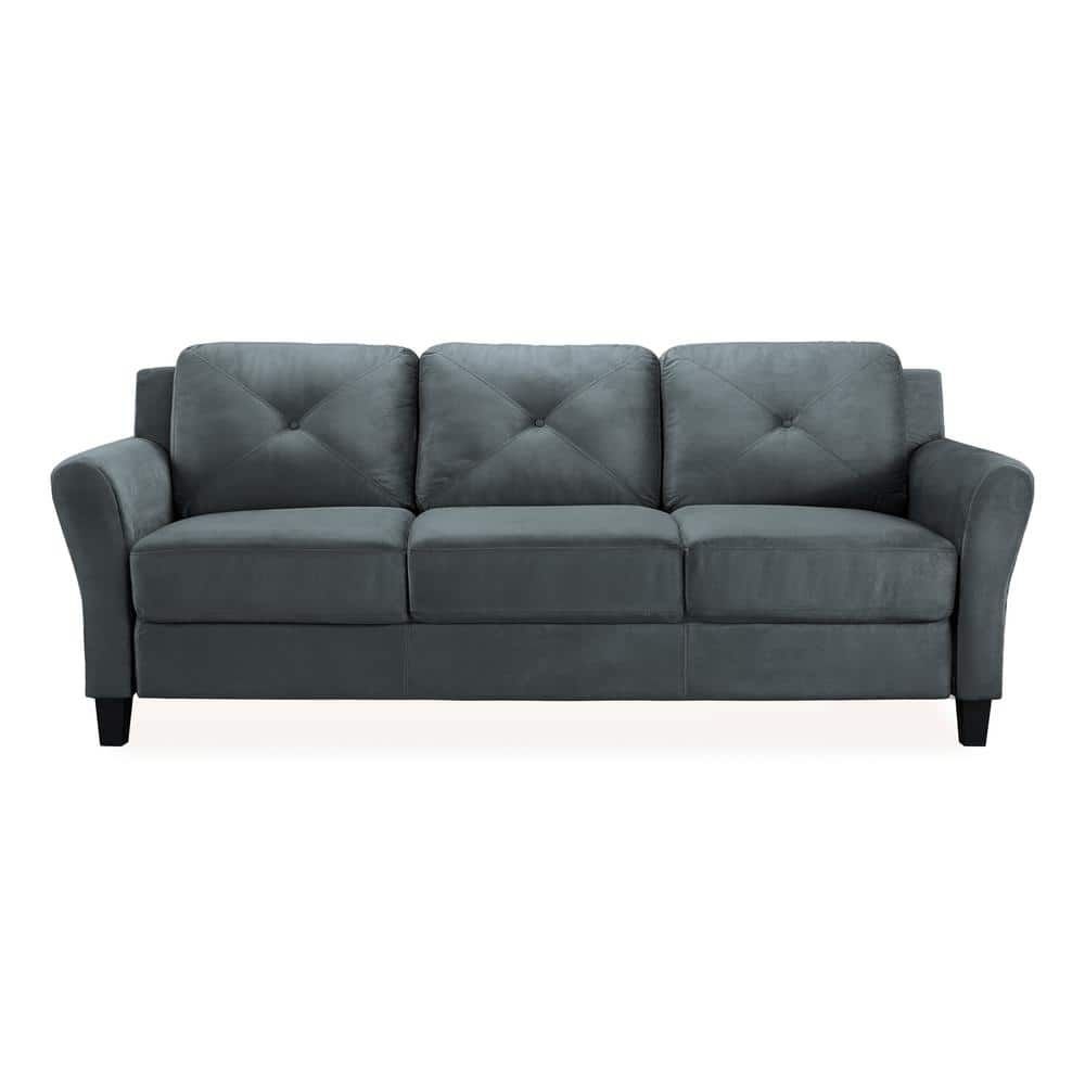 Lifestyle Solutions Harvard 79 In. Round Arm 4 Seater Sofa In Dark Grey  Cchrfks3M26Dgra – The Home Depot Regarding Sofas In Dark Gray (Photo 9 of 15)