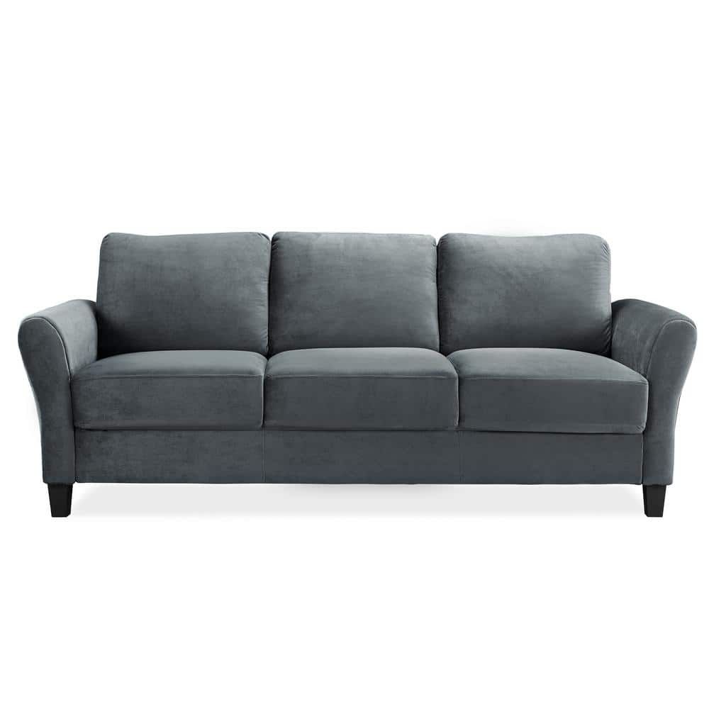 Lifestyle Solutions Wesley 80 In. Round Arm 4 Seater Sofa In Dark Grey  Ccwenks3M26Dgra – The Home Depot With Sofas In Dark Gray (Photo 6 of 15)