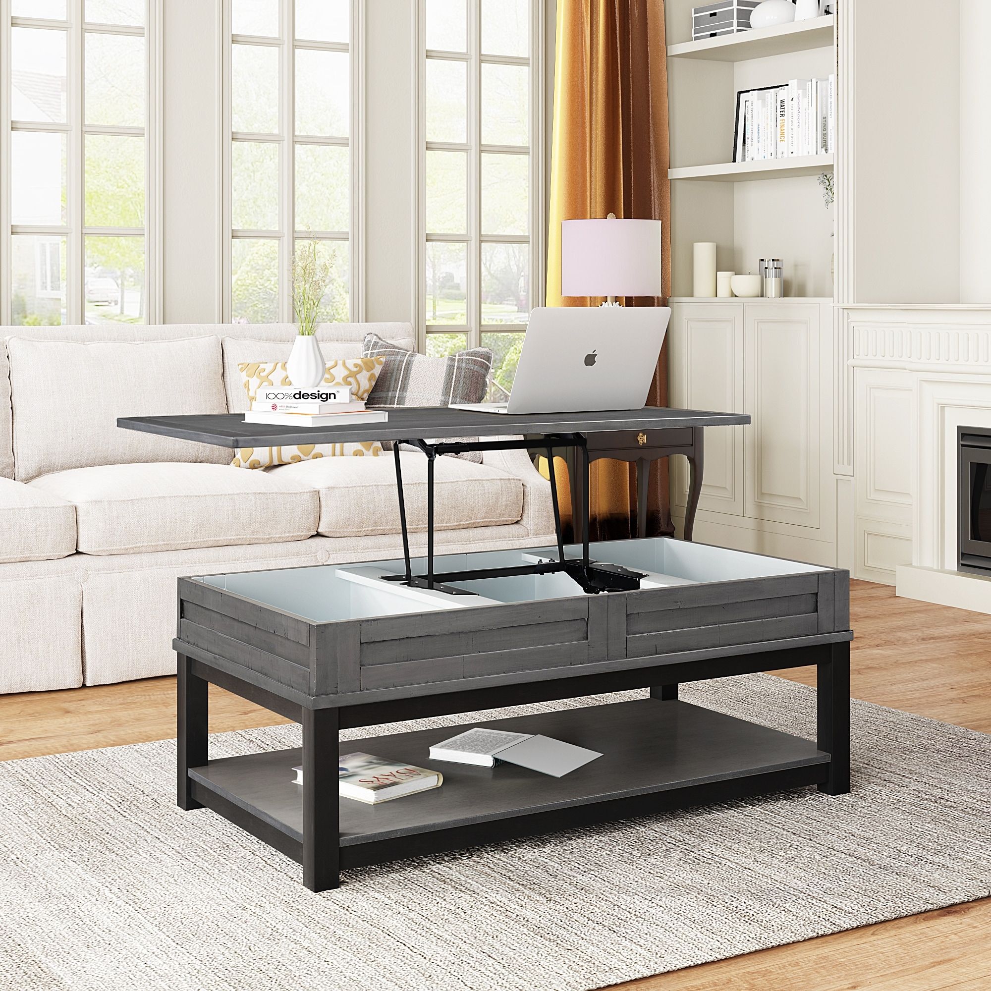 Lift Top Coffee Table With Inner Storage Space And Shelf – Bed Bath &  Beyond – 35437056 With Lift Top Coffee Tables (View 14 of 15)