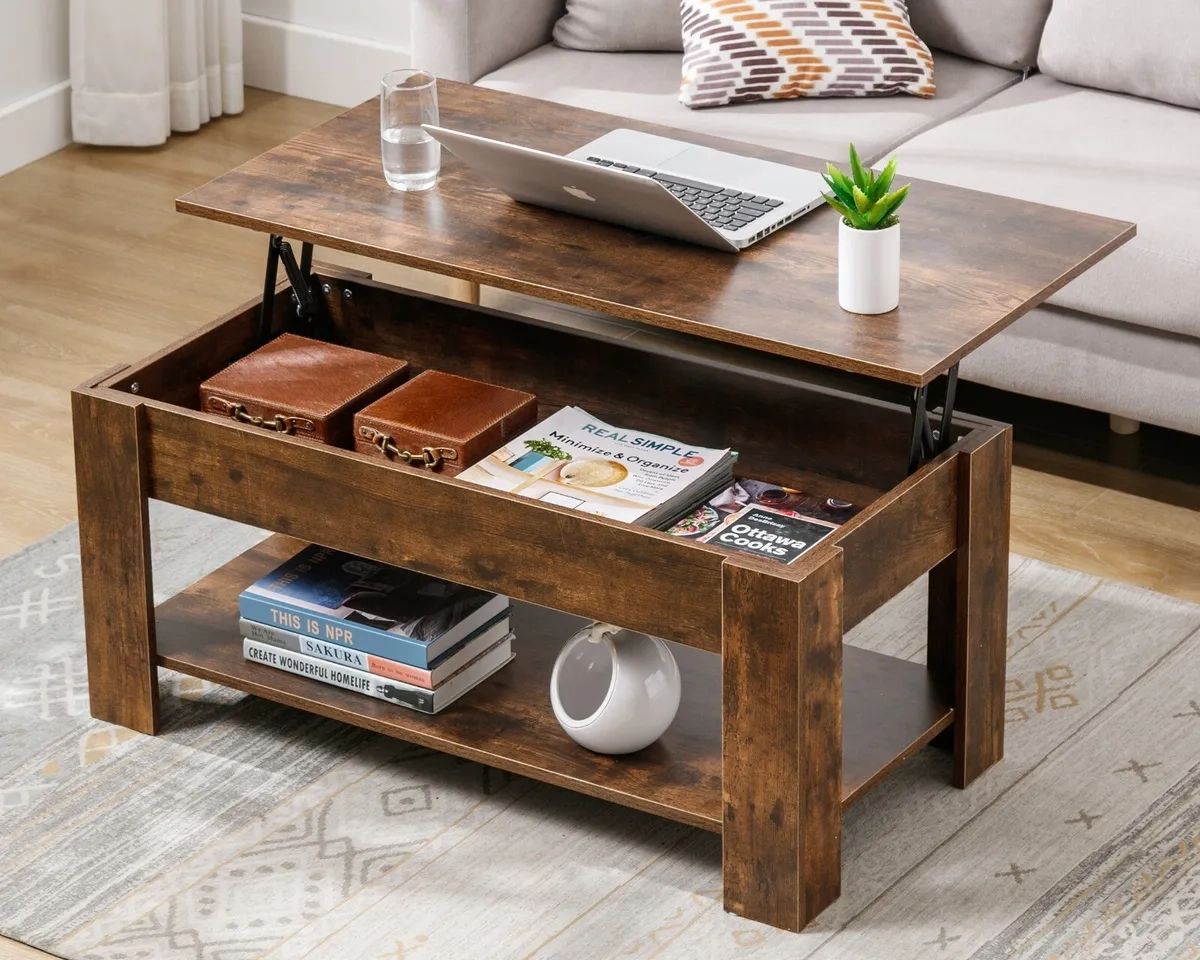 Lift Top Wooden Coffee Table With Storage Lift Up Drawer Living Room  Furniture | Ebay In Lift Top Coffee Tables With Storage Drawers (View 9 of 15)
