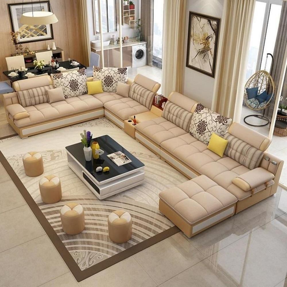 Luxury Modern U Shaped Sectional Fabric Sofa Set With Ottoman | Luxury Sofa  Design, Modern Sofa Living Room, Corner Sofa Design With Modern U Shaped Sectional Couch Sets (Photo 3 of 15)