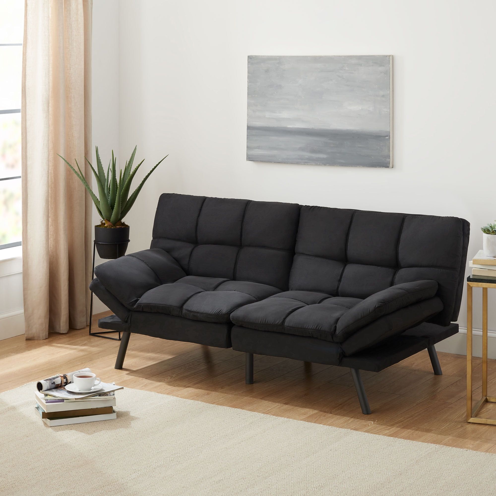 Featured Photo of Black Faux Suede Memory Foam Sofas