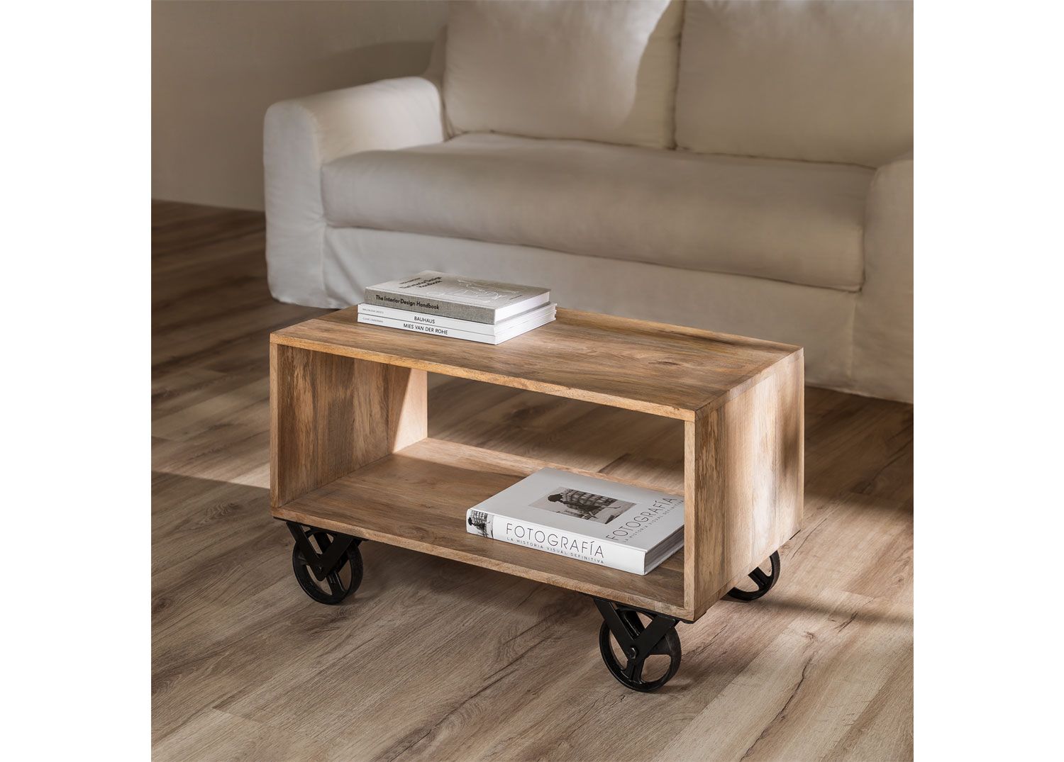 Mango Wood Coffee Table On Casters Olson Style – Sklum With Coffee Tables With Casters (View 14 of 15)