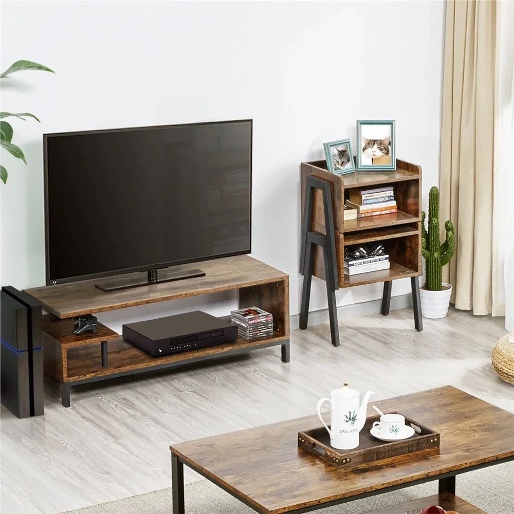 Media Console Table Small Entertainment Center Wood Tv Stand For Living  Room New | Ebay For Media Entertainment Center Tv Stands (Photo 2 of 15)