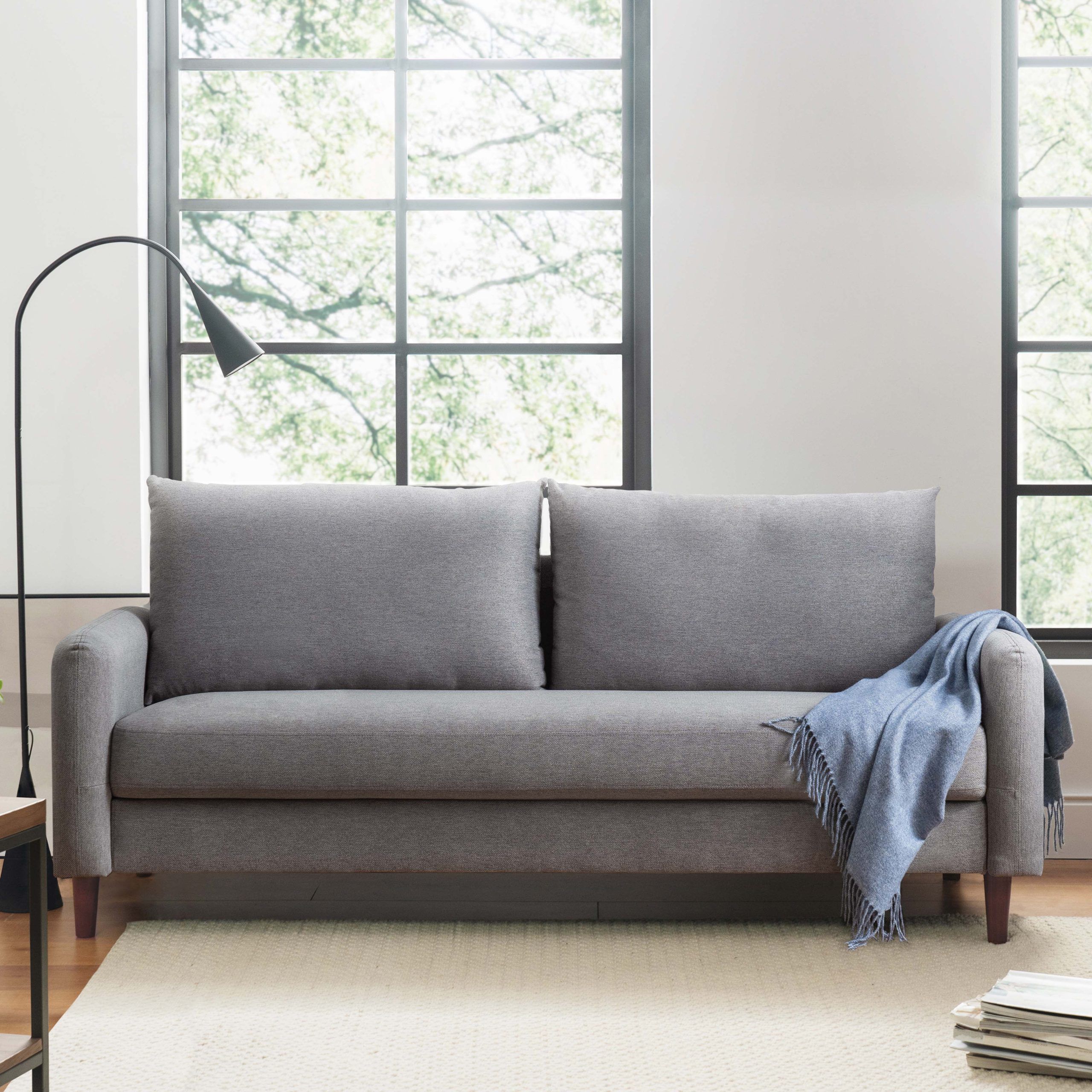 Mellow Mae Mid Century Modern Sofa With Curved Arms, Light Grey –  Walmart Regarding Sofas With Curved Arms (View 14 of 15)