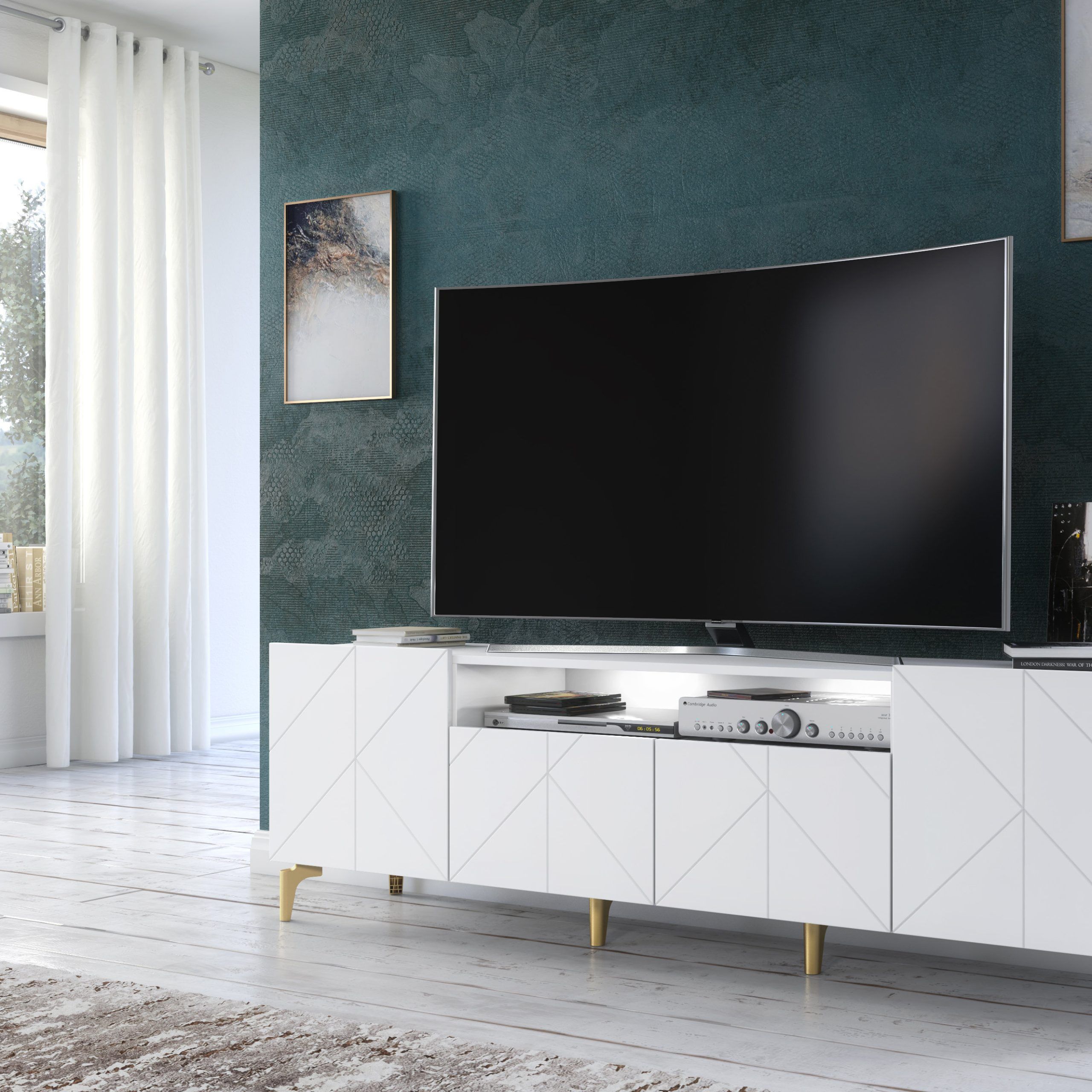 Mercer41 Sasithorn 70.9" Wide Tv Stand For Tvs Up To 70" | Wayfair Pertaining To Wide Entertainment Centers (Photo 13 of 15)