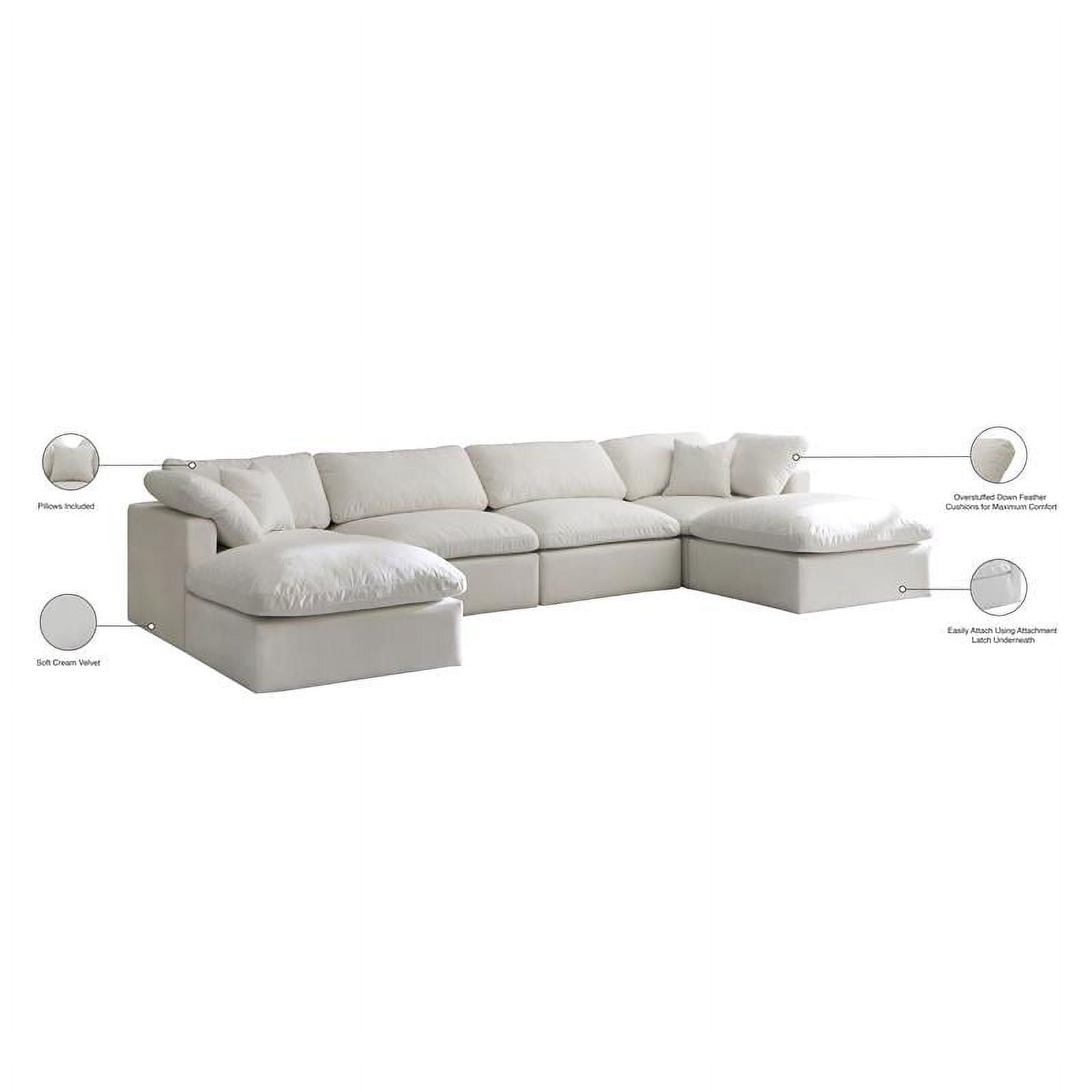 Meridian Furniture Plush Standard Cream Velvet Modular Sectional –  Walmart Pertaining To Cream Velvet Modular Sectionals (View 2 of 15)