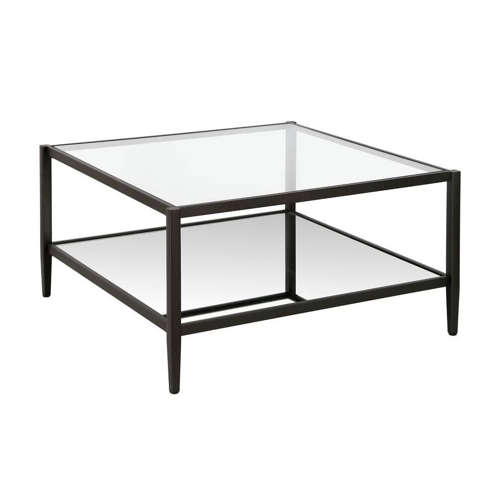 Meyer&Cross Hera 32 In. Blackened Bronze Medium Square Glass Coffee Table  With Shelf Ct0453 – The Home Depot Regarding Addison&Lane Calix Square Tables (Photo 8 of 15)