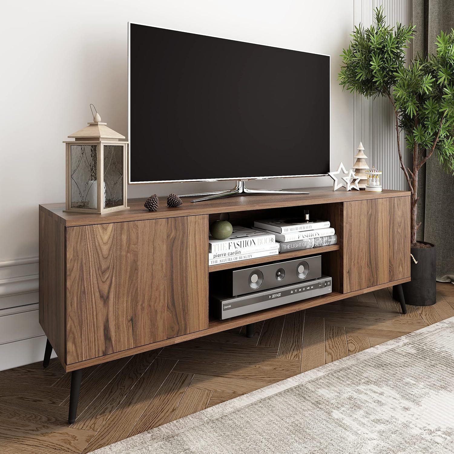 Mid Century Modern Tv Stand For 58 Inch India | Ubuy With Tier Stand Console Cabinets (Photo 15 of 15)