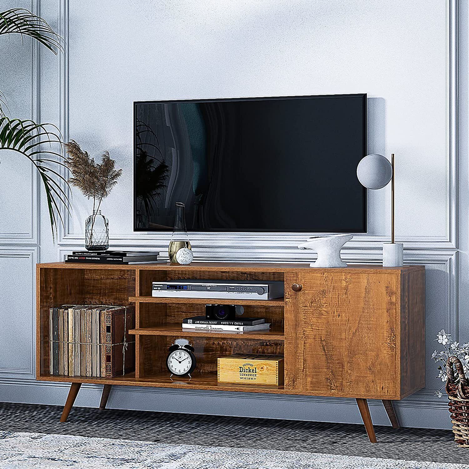 Mid Century Modern Tv Stand Modern Entertainment Center Wood Television  Stands | Ebay Intended For Mid Century Entertainment Centers (Photo 4 of 15)