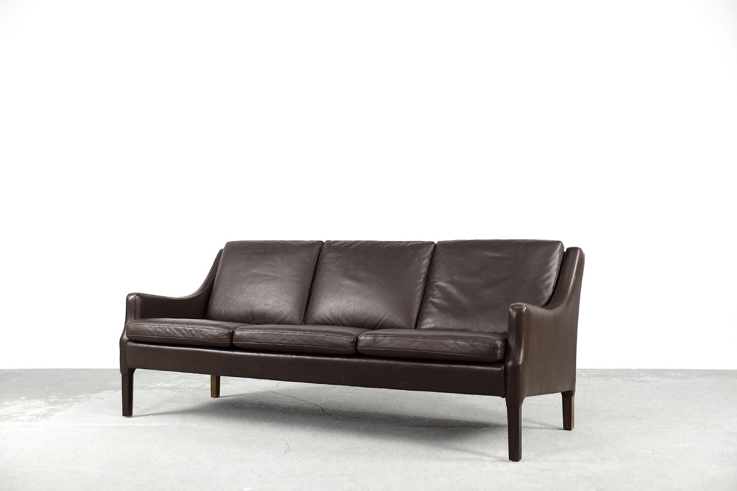 Mid Century Modern Vintage Danish 3 Seater Chocolate Leather Sofa, 1960S –  Hunt Vintage Pertaining To Mid Century 3 Seat Couches (View 5 of 15)
