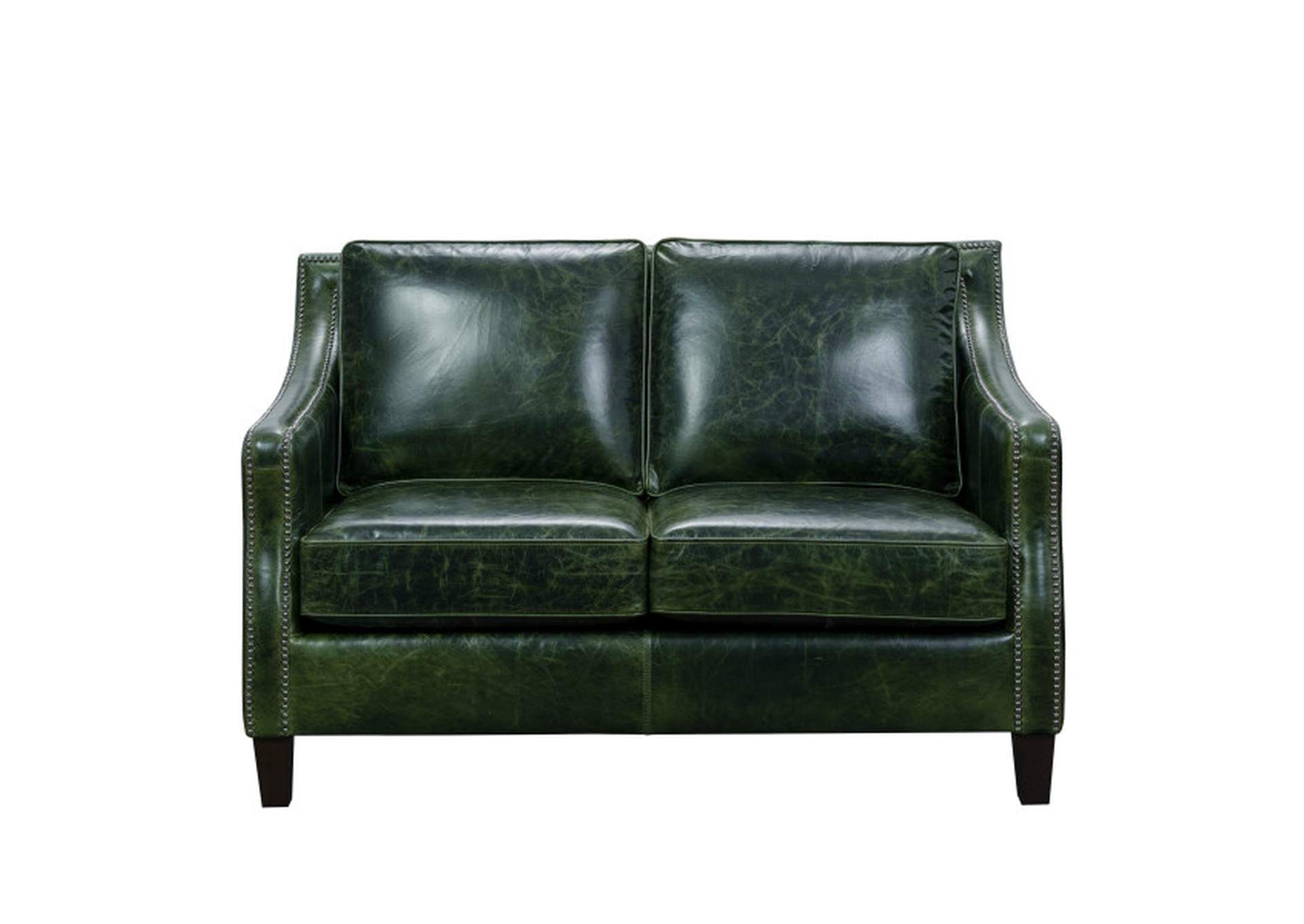Miles Leather Loveseat In Fescue Green Southern Furniture Co. Inc (View 14 of 15)