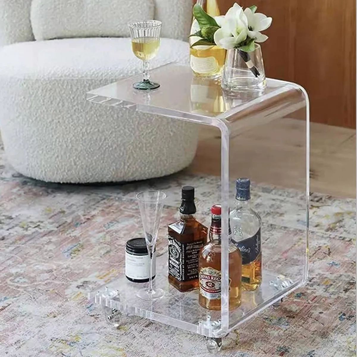 Mobile Clear Acrylic Sofa Side Table Transparent C Shaped End Table With  Rollers | Ebay With Regard To Transparent Side Tables For Living Rooms (Photo 1 of 15)