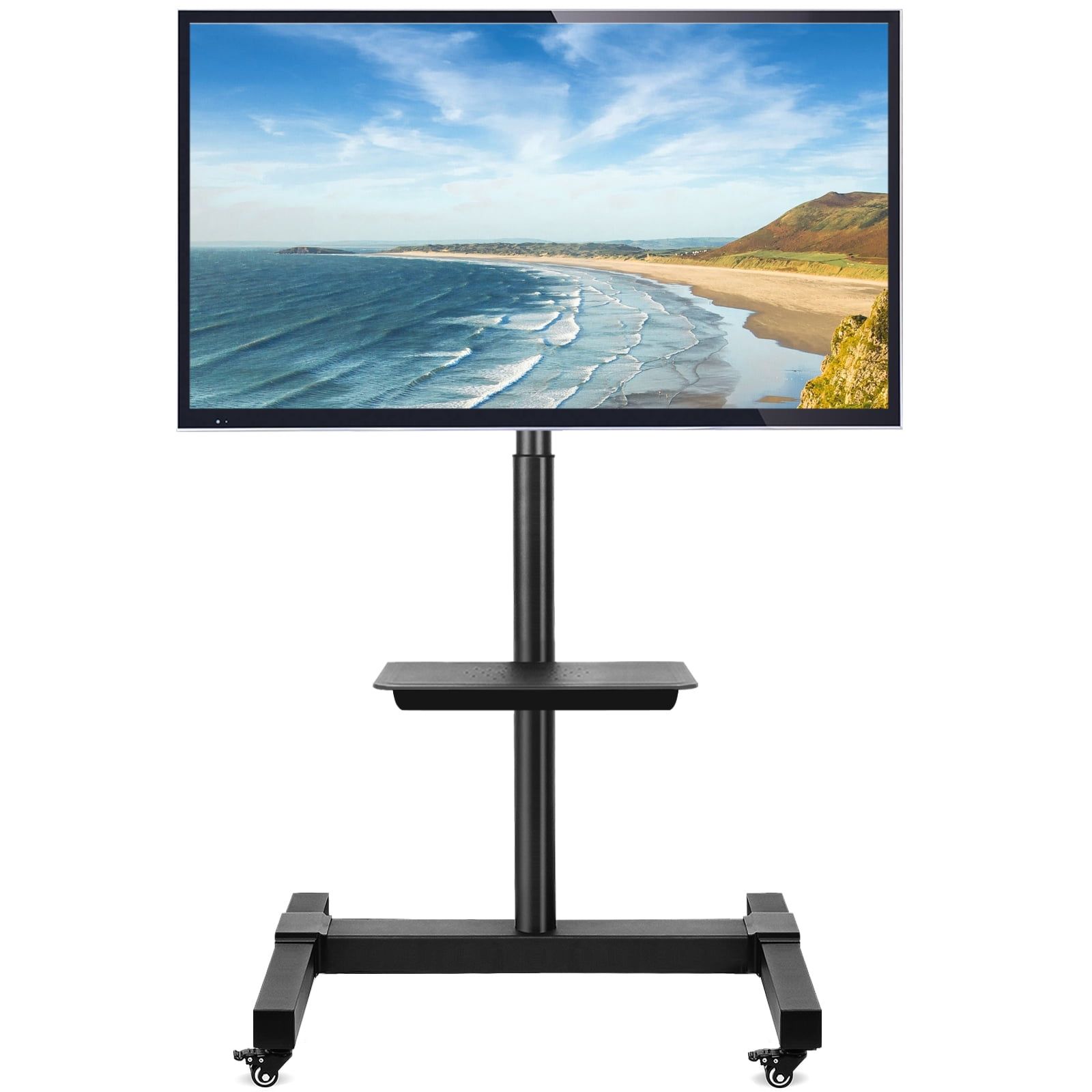Mobile Tv Stand Tilt Rolling Tv Cart With Wheels For Lcd Led Tvs Up To 70  Inch, Black – Walmart With Regard To Mobile Tilt Rolling Tv Stands (Photo 1 of 15)