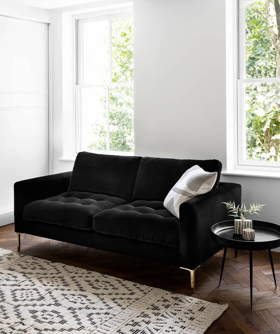 Modern Black Sofa In White Living Room Via @Heals_Furniture | Black Sofa  Living Room Decor, Black Couch Living Room, Black Sofa Living Room Inside Sofas In Black (Photo 2 of 15)
