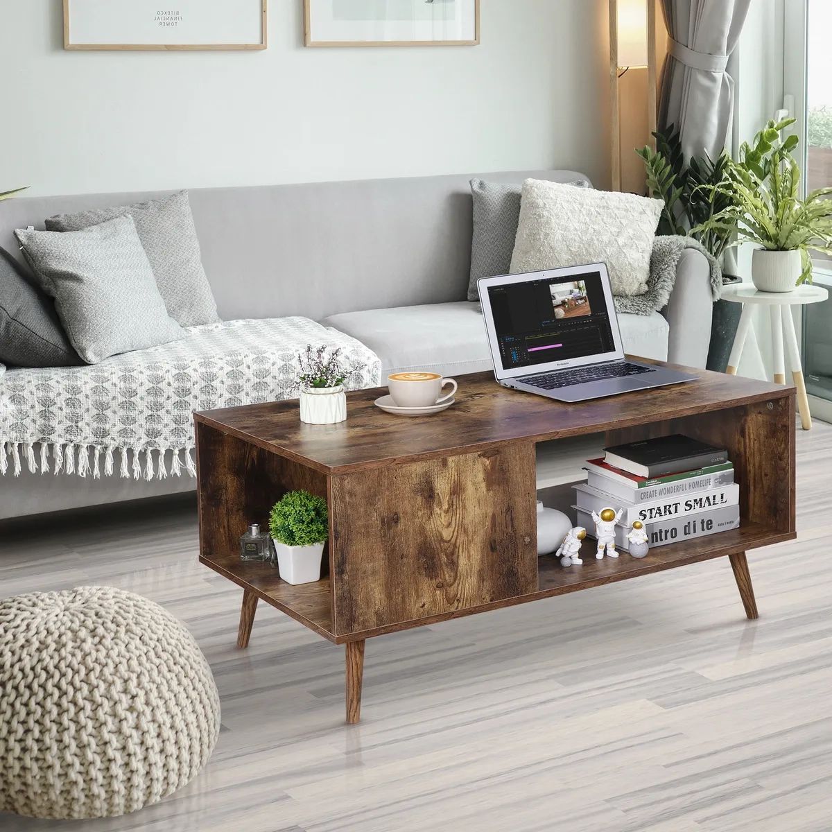 Modern Coffee Table Rectangular Wood With Open Storage Shelf Stand Living  Room | Ebay For Coffee Tables With Open Storage Shelves (View 2 of 15)