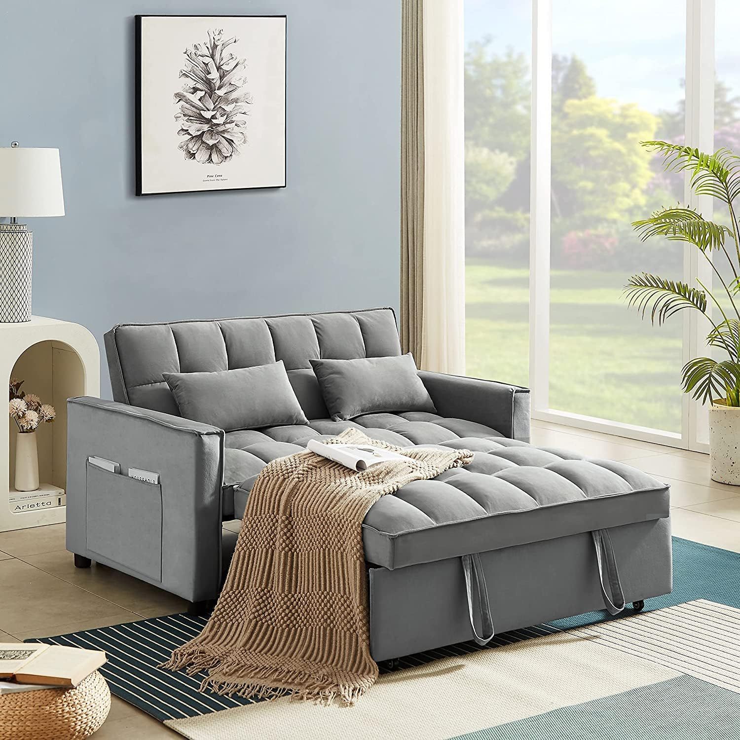 Modern Convertible Sofa Bed With Adjustable Backrest India | Ubuy Inside Adjustable Backrest Futon Sofa Beds (View 9 of 15)