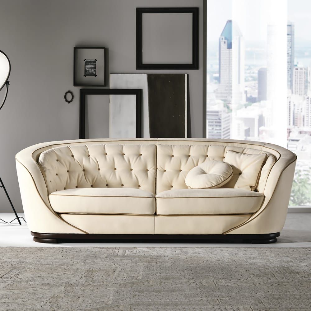 Modern Cream Faux Leather Sofa – Juliettes Interiors Intended For Sofas In Cream (Photo 7 of 15)