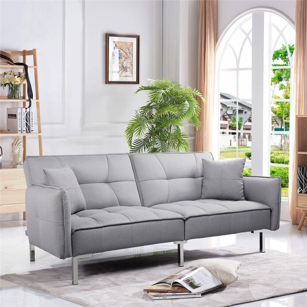 Modern Fabric Sofa Bed 3 Seater Click Clack Living Room Recliner Couch Sofa  Grey | Ebay Inside Modern 3 Seater Sofas (Photo 7 of 15)