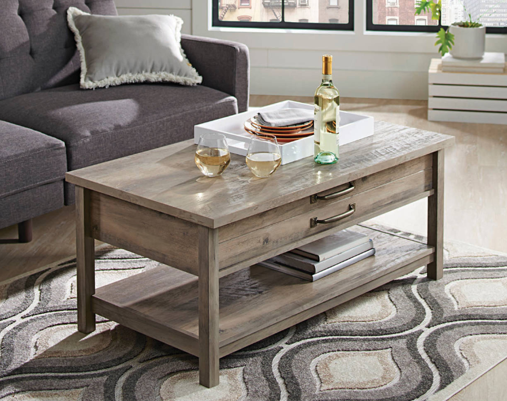 Modern Farmhouse Coffee Table Rectangle Lift Top With Storage Rustic Gray |  Ebay Within Farmhouse Lift Top Tables (Photo 5 of 15)