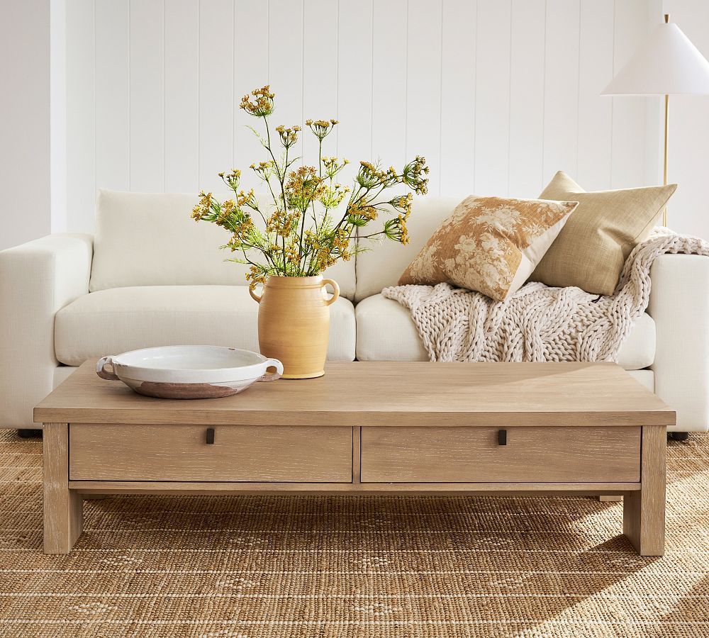 Modern Farmhouse Rectangular Coffee Table | Pottery Barn In Living Room Farmhouse Coffee Tables (View 12 of 15)