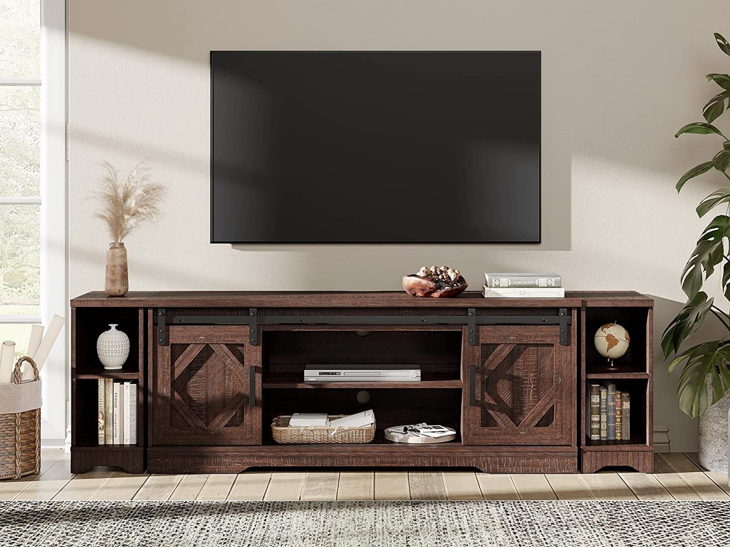 Modern Farmhouse Tv Stand For Up To 85" Tvs Wood Entertainment Center With  Open Storage For Living Room, Rustic Brown – Walmart Throughout Modern Farmhouse Rustic Tv Stands (View 6 of 15)