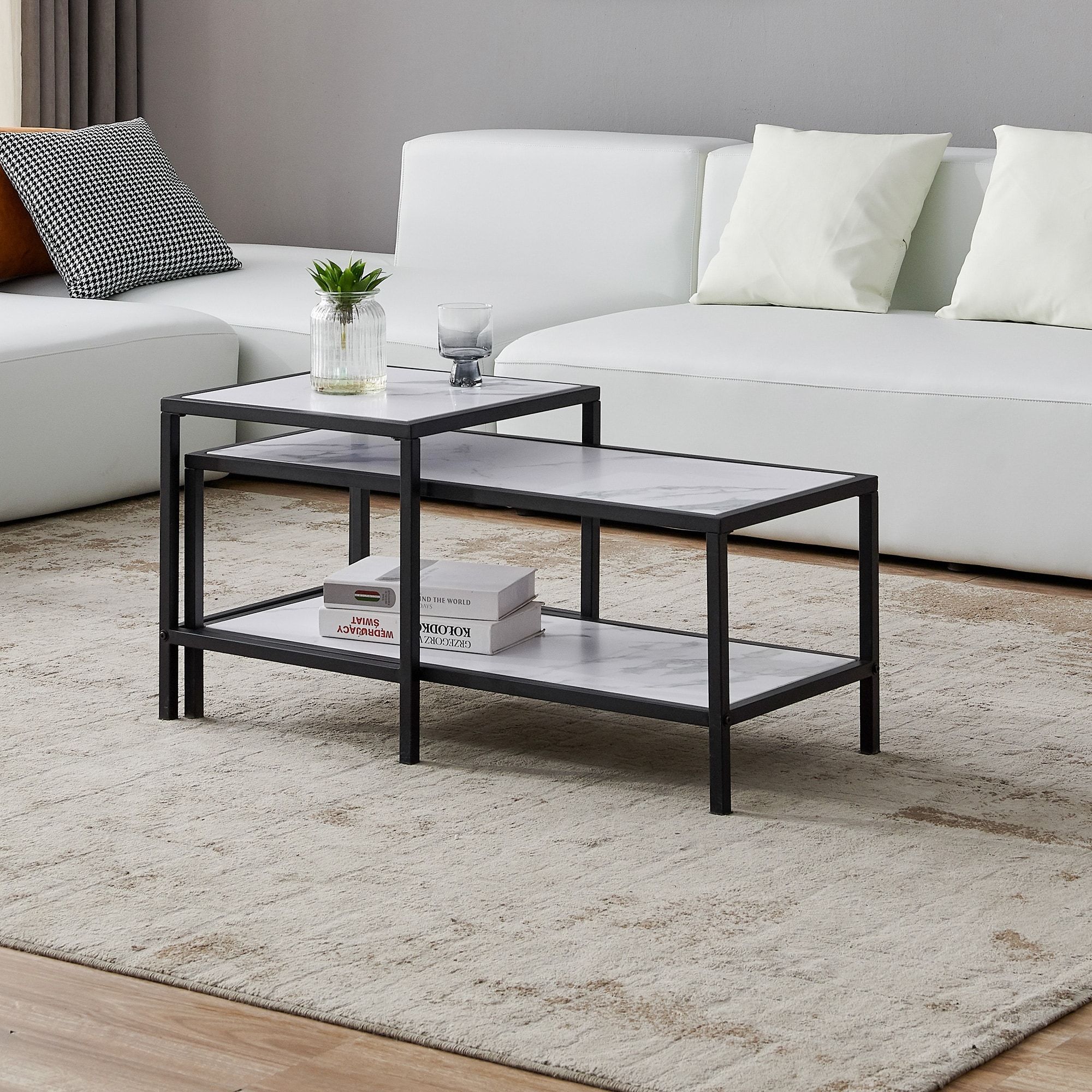 Modern Nesting Coffee Table Square And Rectangle With Metal Frame – Bed  Bath & Beyond – 35492300 Regarding Modern Nesting Coffee Tables (View 9 of 15)