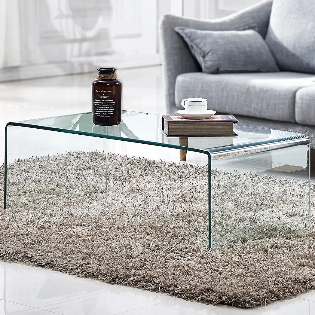 Modern Rectangular Waterfall Design Tempered Glass Coffee Table | Ebay Within Tempered Glass Coffee Tables (View 5 of 15)