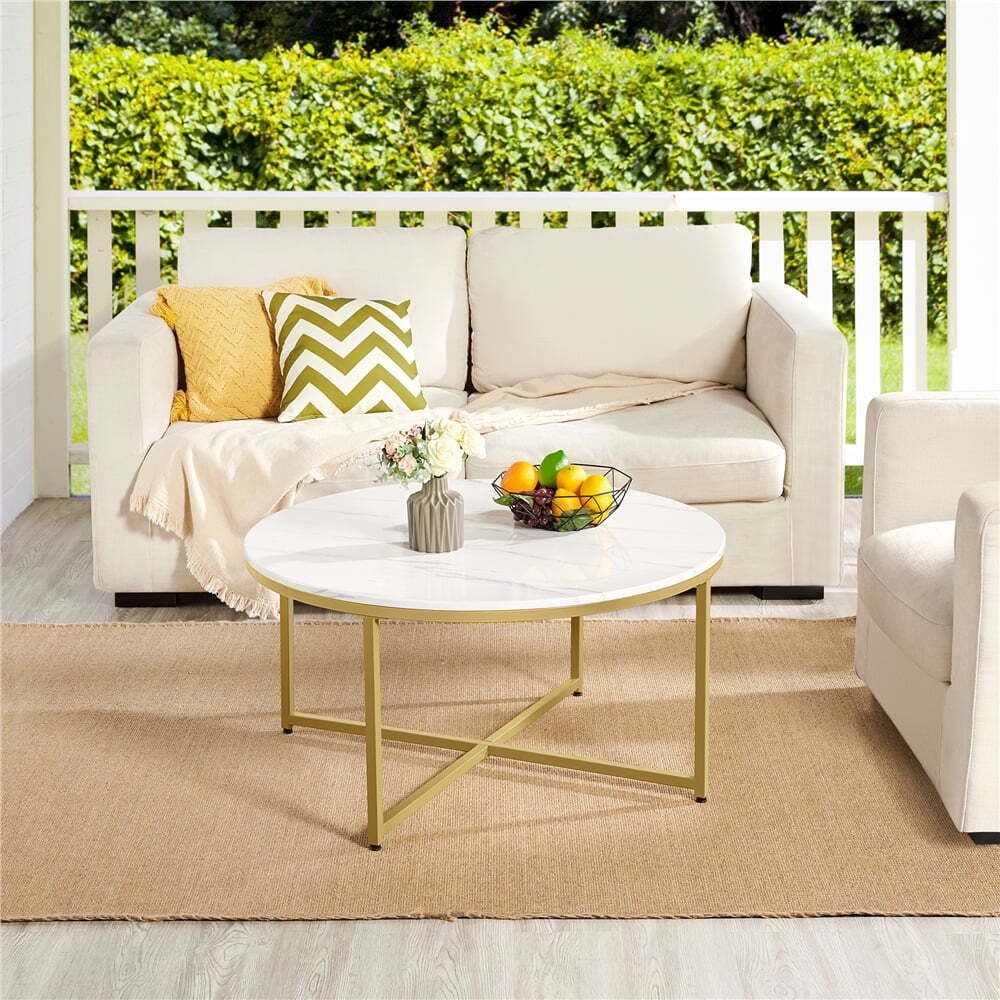 Modern Round Faux Marble Coffee Table Luxury Living Room Design Tea Table,  Gold | Ebay Intended For Modern Round Faux Marble Coffee Tables (Photo 5 of 15)